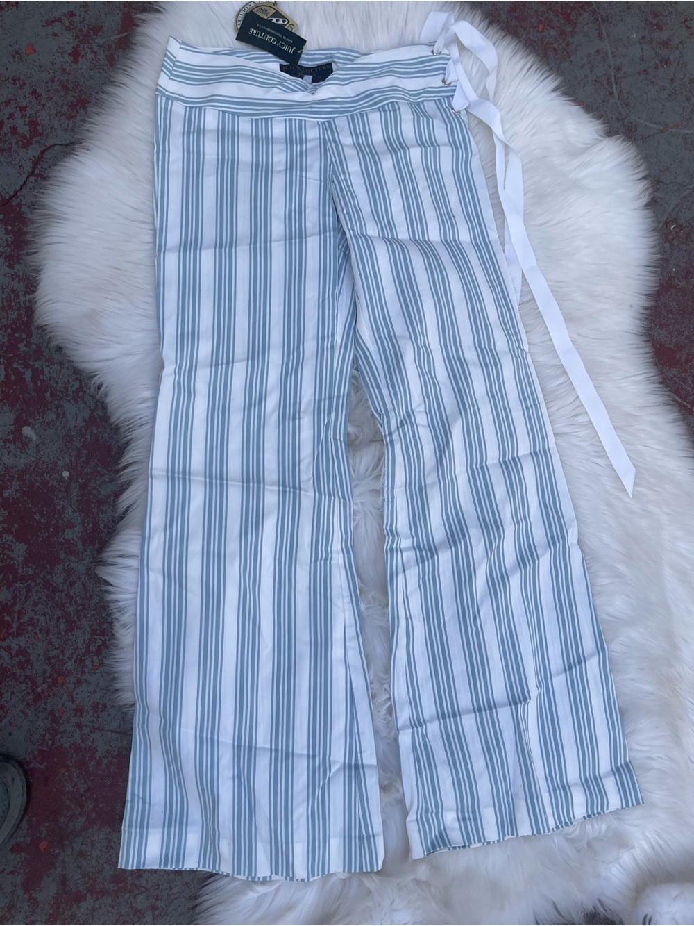 Vintage Juicy Couture Blue & White Striped Pull-On Pants